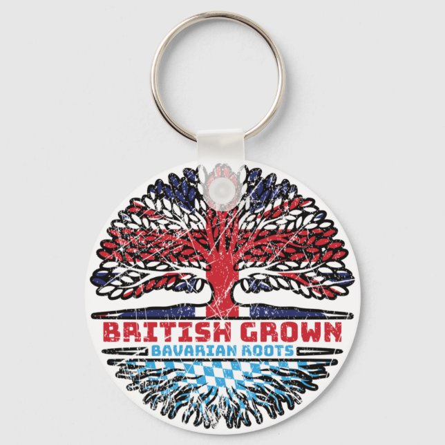 Bavaria Bavarian Uk United Kingdom British Tree Keychain (Front)