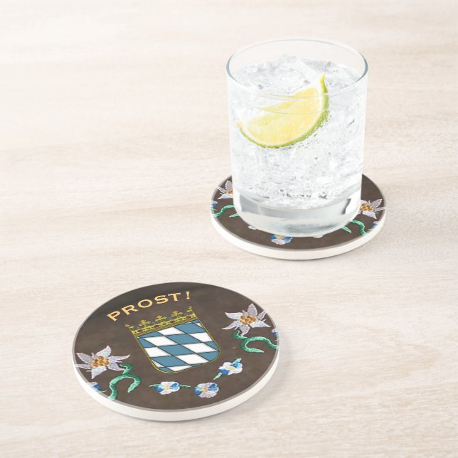 Bavaria Coat of Arms "Prost!" Drink Coaster (Side)