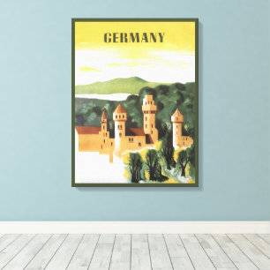 Bavaria, Germany, German Castle Vintage Travel Art Canvas Print
