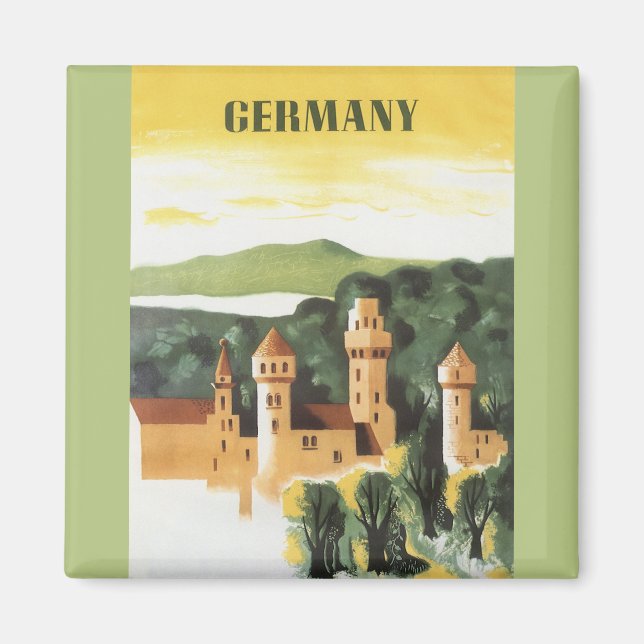 Bavaria, Germany, German Castle Vintage Travel Art Magnet (Front)