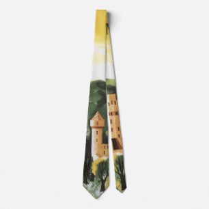Bavaria, Germany, German Castle Vintage Travel Art Neck Tie