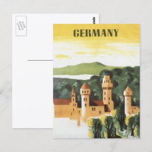Bavaria, Germany, German Castle Vintage Travel Art Postcard