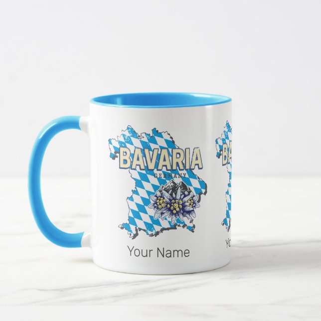 Bavaria Germany Retro Federal State Map Edelweiss Mug (Left)
