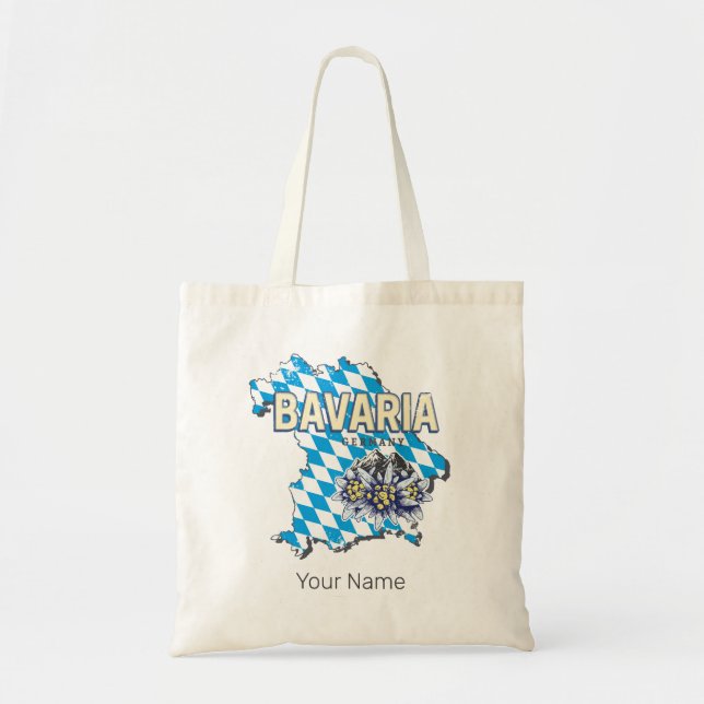 Bavaria Germany Retro Federal State Map Edelweiss Tote Bag (Front)