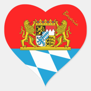 Bavaria Heart Sticker, Patriotic Bavarian Flag Heart Sticker