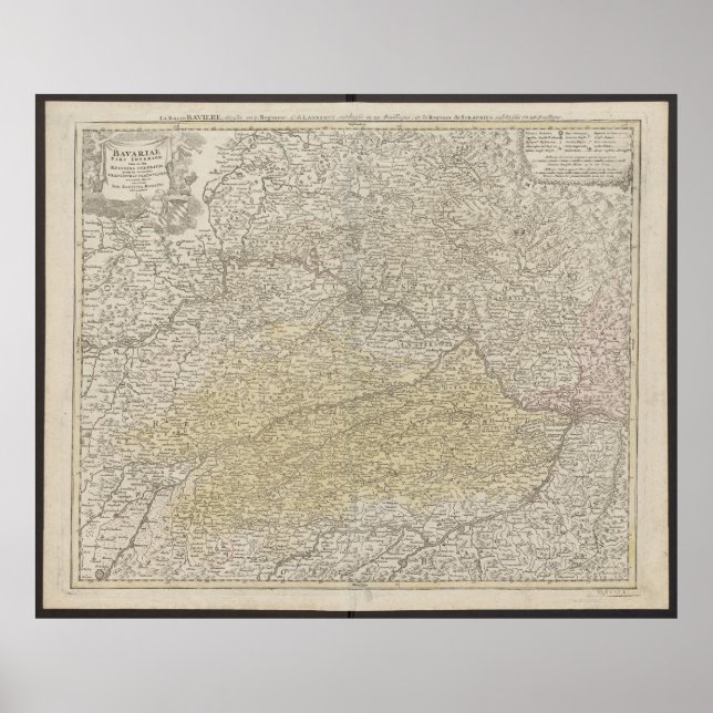 Bavaria Map, Germany Poster, Historical Map 1712 Poster (Front)