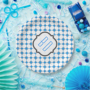 Bavaria Pattern hearts blue white  Paper Plates