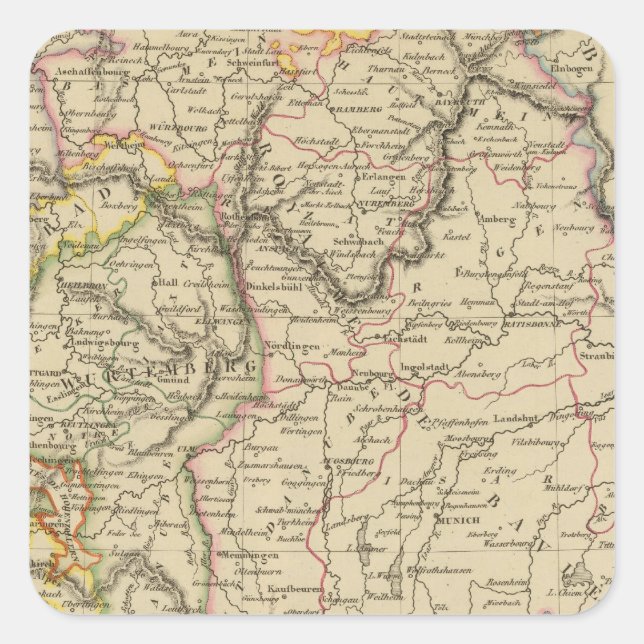 Bavaria, W?rttemberg and Baden Gr Square Sticker (Front)