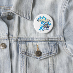 Bavaria with Vintage Map and Edelweiss Design Button