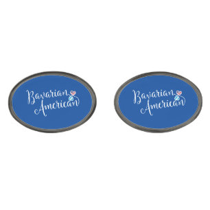 Bavarian American Flag Heart, Bayern, Bavaria Cufflinks