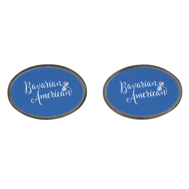 Bavarian American Flag Heart, Bayern, Bavaria Cufflinks (Front)