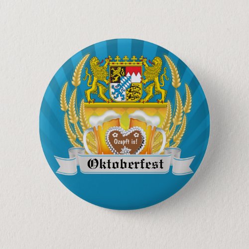 Bavarian Arms and Beer Oktoberfest Button