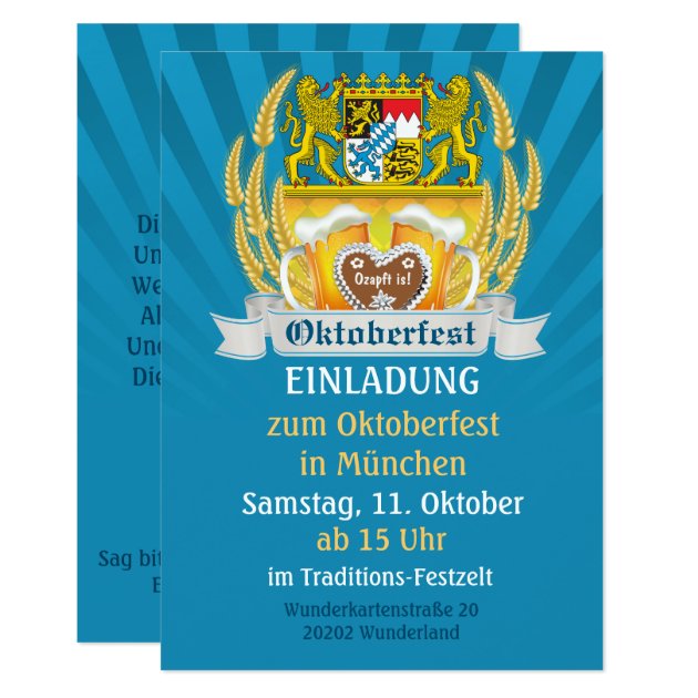 Bavarian Arms And Beer Oktoberfest Invitation