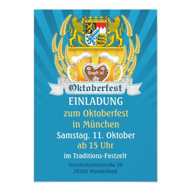 Bavarian Arms And Beer Oktoberfest Invitation