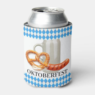 Bavarian Beer Stein Sausage Pretzel Oktoberfest Can Cooler