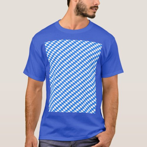 Bavarian Blue and White Diamond Flag Pattern Graph T_Shirt