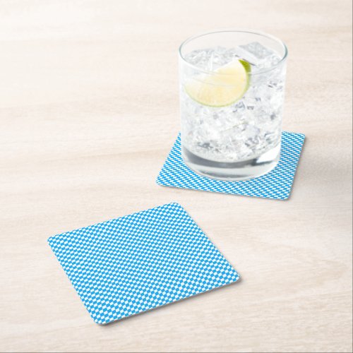 Bavarian Blue and White Diamonds Oktoberfest Square Paper Coaster