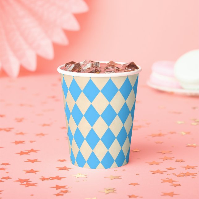 Bavarian blue harlequin paper cups (Insitu)