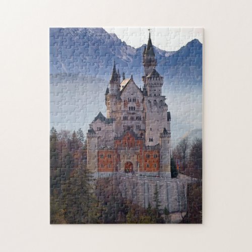 Bavarian Castle Neuschwanstein in Winter Jigsaw Puzzle