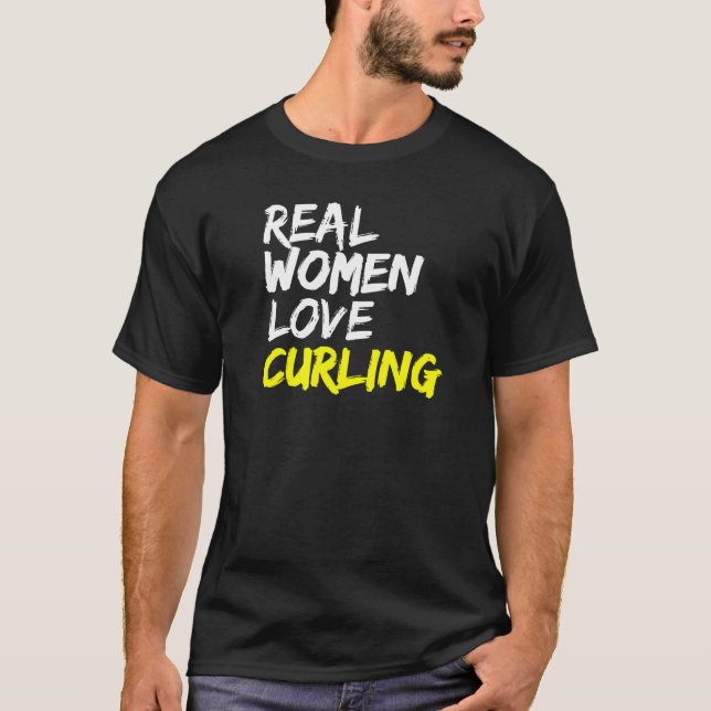 Bavarian Curling Team Real Women Love Curling T-Shirt (Front)