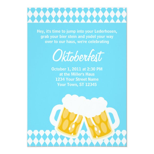 Bavarian Flag & Bier Stein Oktoberfest Invitation