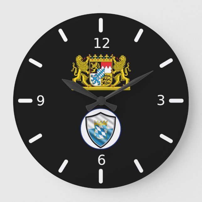 Bavarian flag-coat arms large clock (Front)