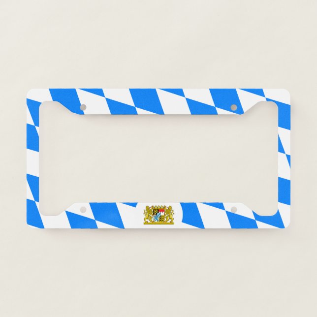Bavarian flag-coat arms license plate frame (Front)