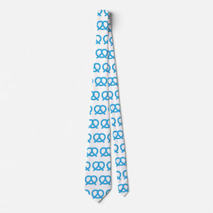 Bavarian Flag Colors Blue Pretzel Oktoberfest Neck Tie
