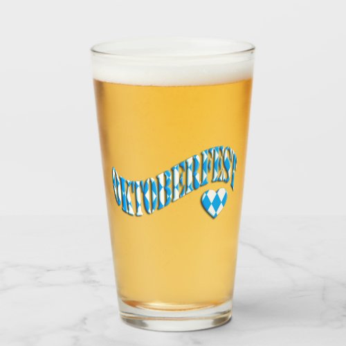 Bavarian Flag Colors Logo Oktoberfest Glass