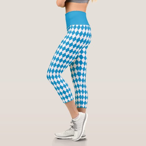 Bavarian Flag Pattern Oktoberfest Capri Leggings