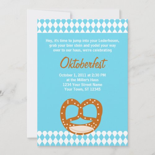 Bavarian Flag  Pretzel Oktoberfest Invitation