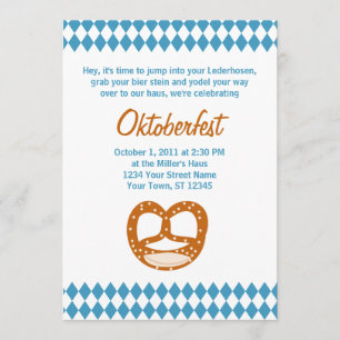 Bavarian Flag & Pretzel Oktoberfest Invitation