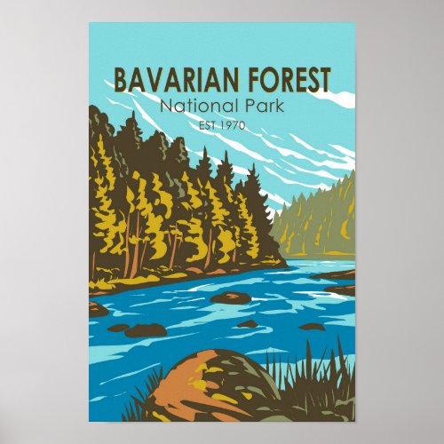 Bavarian Forest National Park Germany Vintage Poster