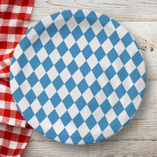 Bavarian Geometric Pattern for Oktoberfest. Paper Plates