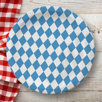 Bavarian Geometric Pattern For Oktoberfest. Paper Plates by SelectPartySupplies at Zazzle