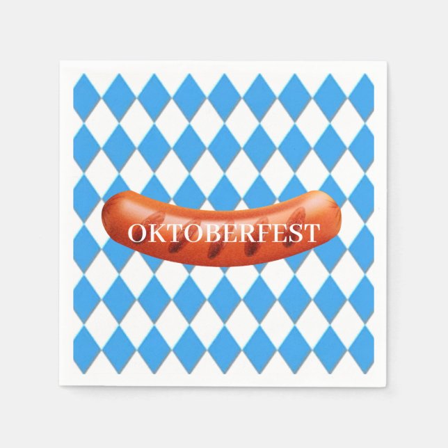 Bavarian Geometric pattern Oktoberfest Paper Napkins (Front)