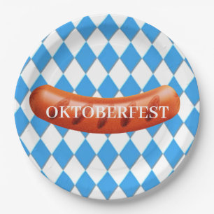 Bavarian Geometric pattern Oktoberfest Paper Plates