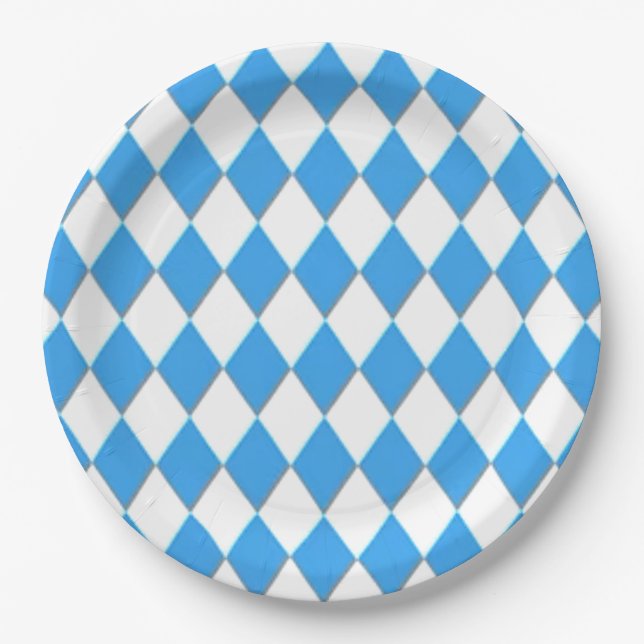 Bavarian Geometric pattern Oktoberfest  Paper Plates (Front)