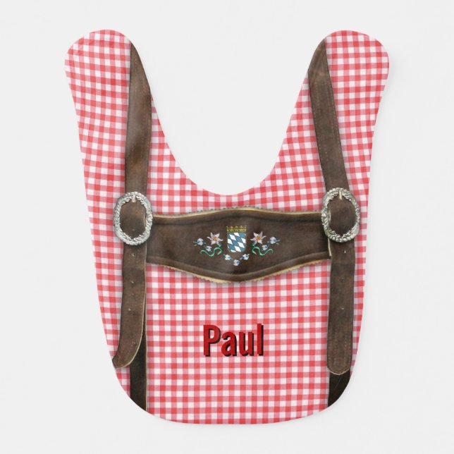 Bavarian Lederhosen (customizable) Baby Bib (Front)