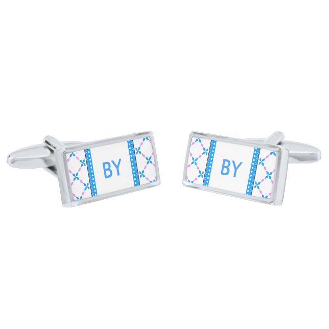 Bavarian Monogramed Silver Cufflinks (Angled)