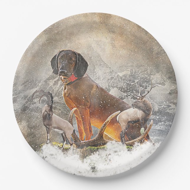 Bavarian Mountain Hound,  Art    Paper Plates (Front)