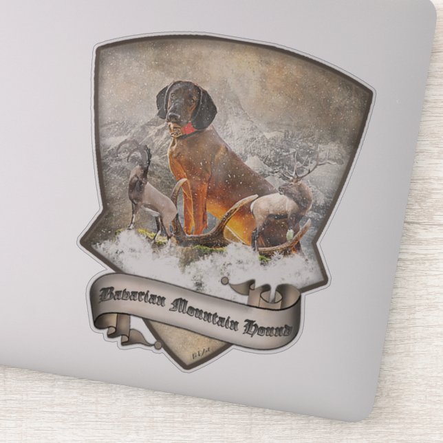 Bavarian Mountain Hound,  Art     Sticker (Detail)