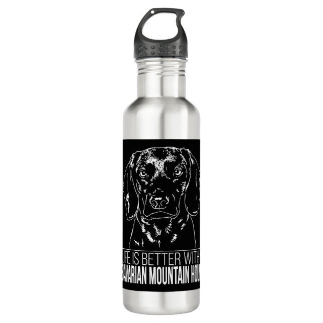 Bavarian Mountain Hound life is better dog saying Stainless Steel Water Bottle (Front)