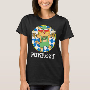 Bavarian Octoberfest Lederhosen Cat Drinking Beer  T-Shirt