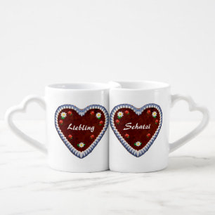 Bavarian Oktoberfest Hearts Coffee Mug Set