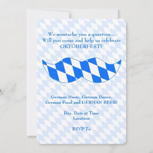 Bavarian Stache Oktoberfest Party Invitations