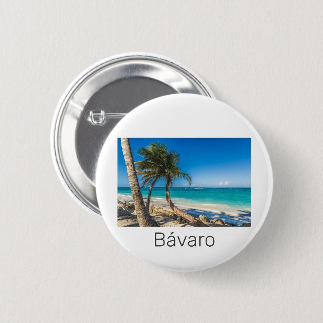 Bavaro Beach Caribbean Dominican Republic Souvenir Button (Front & Back)