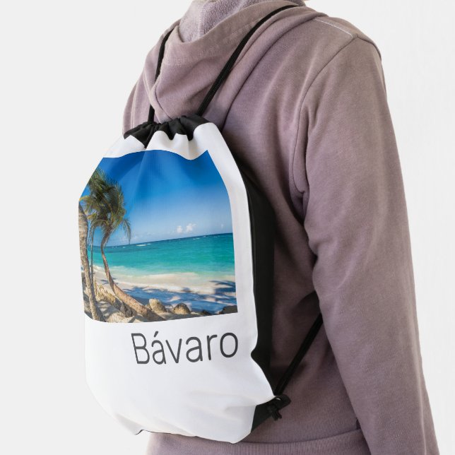 Bavaro Beach Caribbean Dominican Republic Souvenir Drawstring Bag (Insitu)