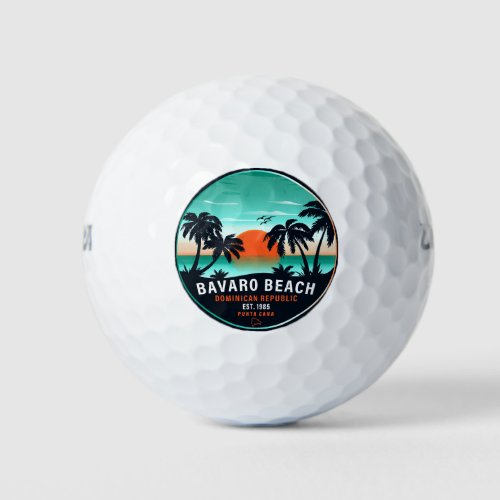 Bavaro Beach Dominican Retro Sunset Souvenir 60s Golf Balls