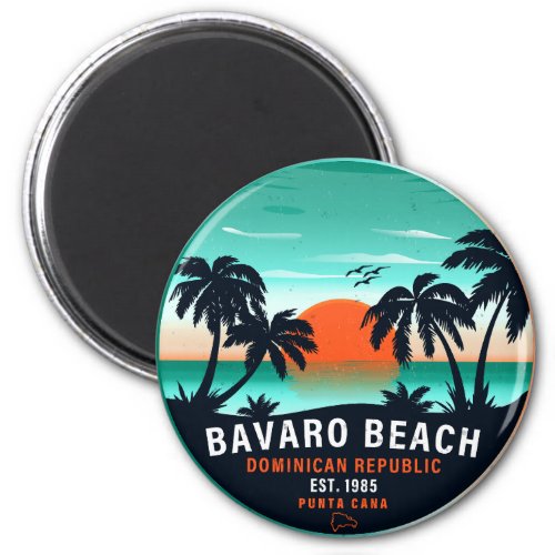 Bavaro Beach Dominican Retro Sunset Souvenir 60s Magnet